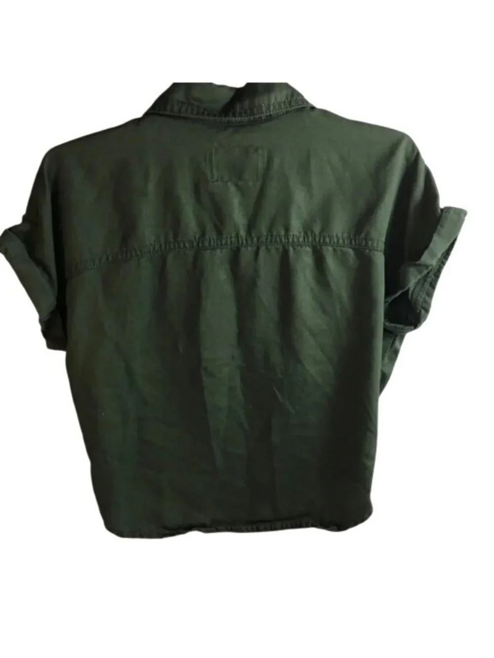 Justice Girls Front Tie Button Blouse Crop Green Size 7